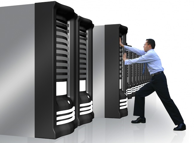 business man adding a server to his network